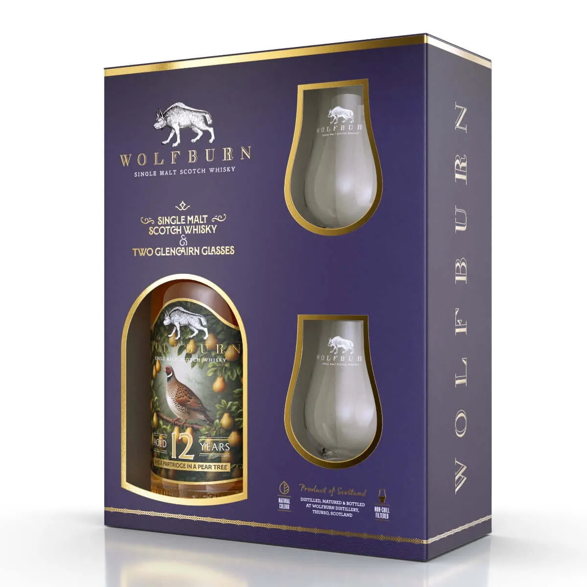 Wolfburn Partridge in a Pear Tree Whisky Geschenkset 0,7 l mit Gläsern