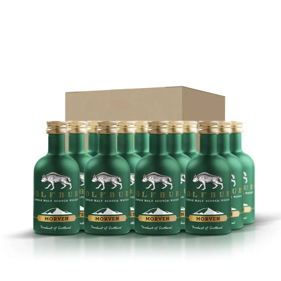 Wolfburn Morven Miniatur Single Malt Whisky 12x0,05l Rauch