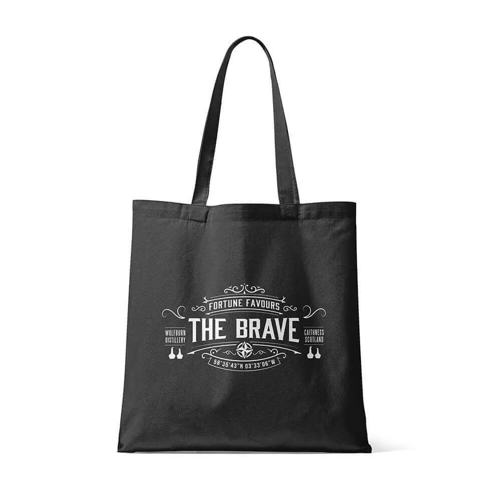 Wolfburn Cotton Tote Bag Stoffbeutel Schwarz 38x42cm