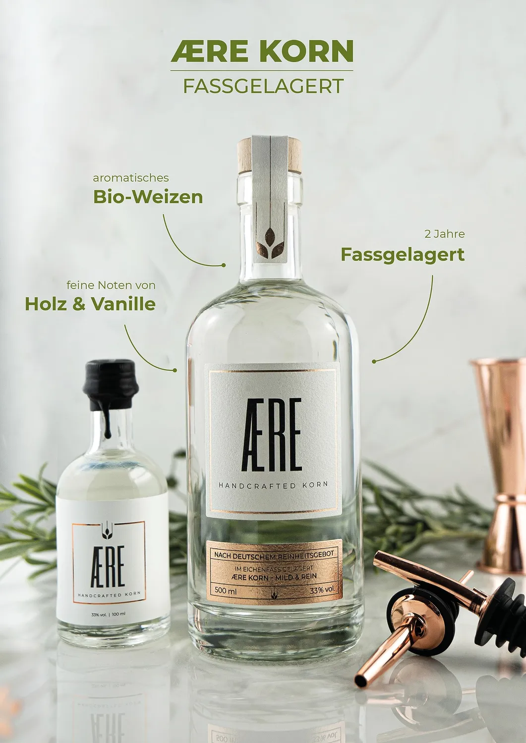 AERE Korn fassgelagert Weizenkorn 0,5l 33% mild
