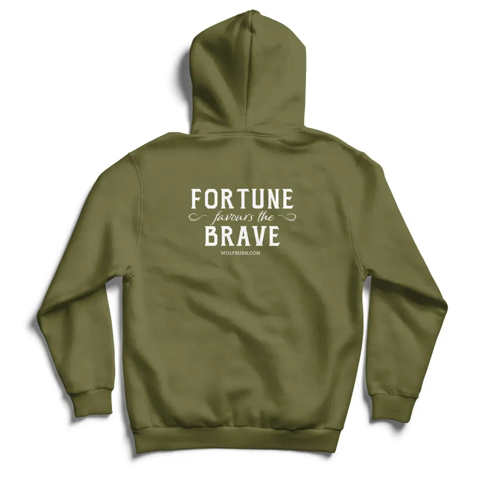 Wolfburn Fortune Favours the Brave Hoodie Oliv 12 Größen