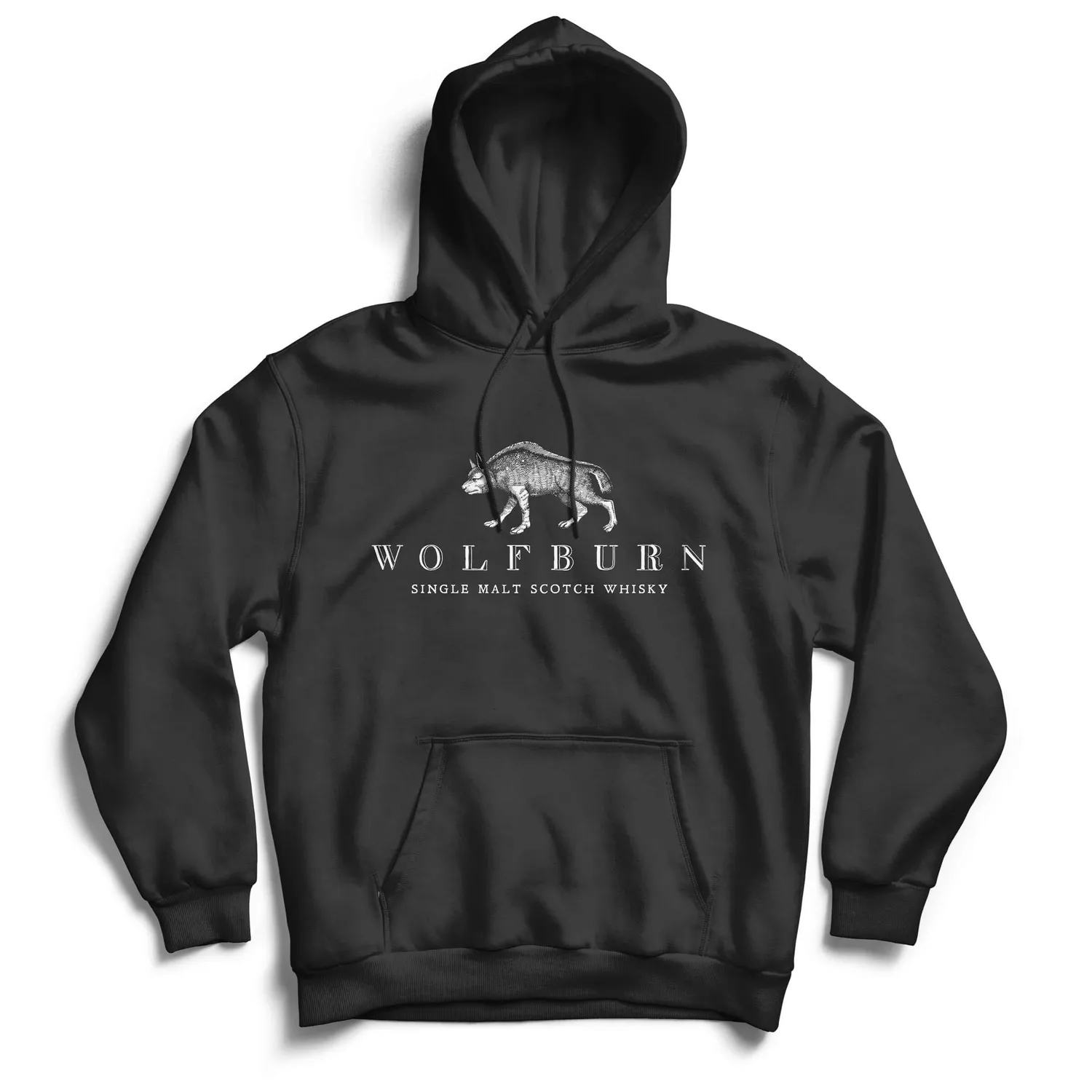 Wolfburn Fortune Favours the Brave Hoodie schwarz mit Logo