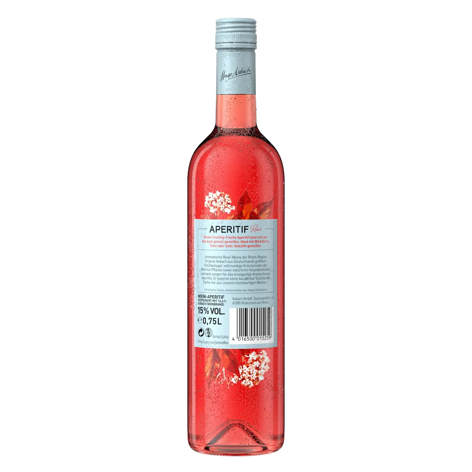 Asbach Hugo Aperitif Rosé Set 0,75l mit 2 Gläsern