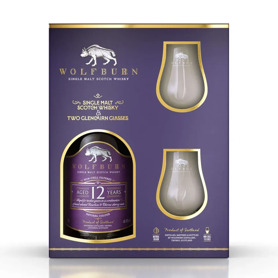 Wolfburn Luxury Gift Pack Single Malt Whisky 70cl mit Gläsern