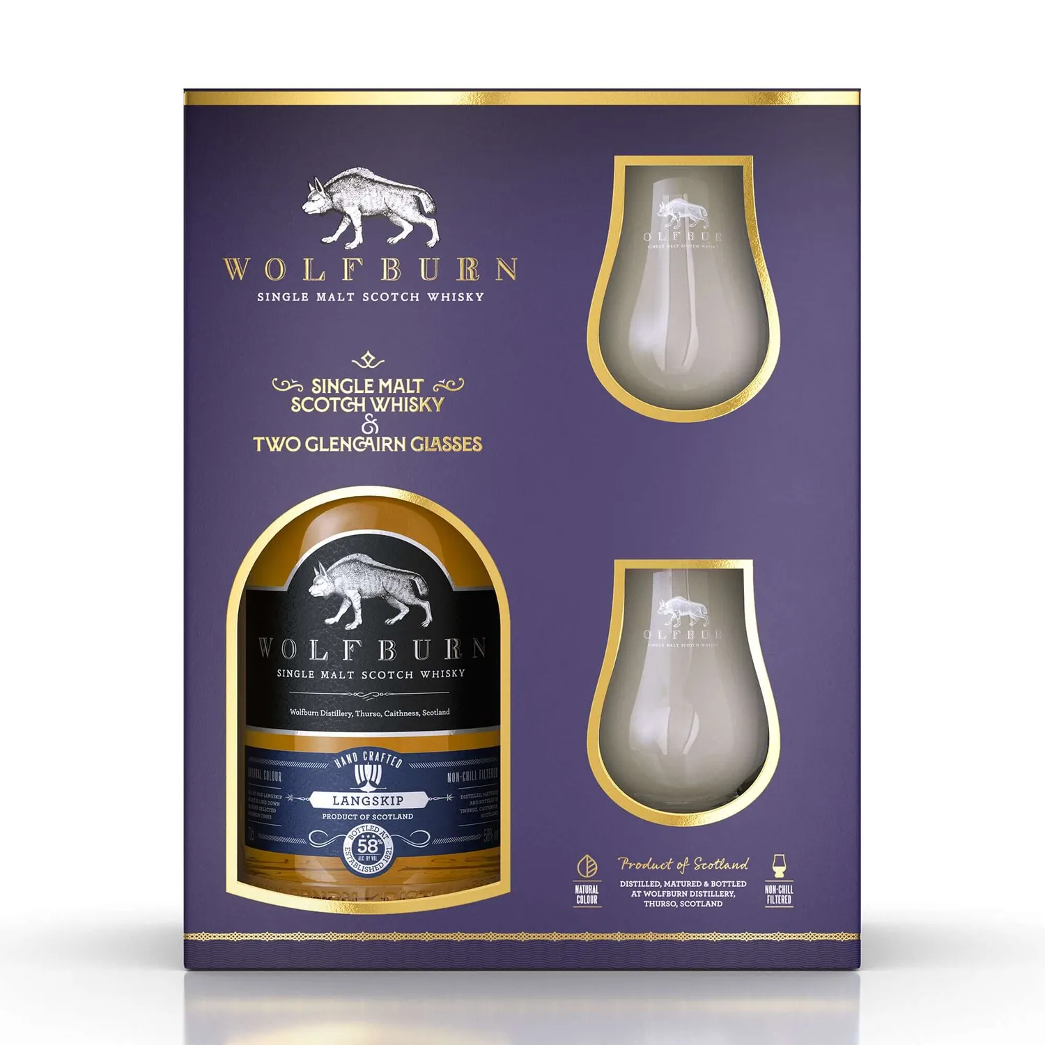 Wolfburn Luxury Gift Pack Single Malt Whisky 70cl mit Gläsern
