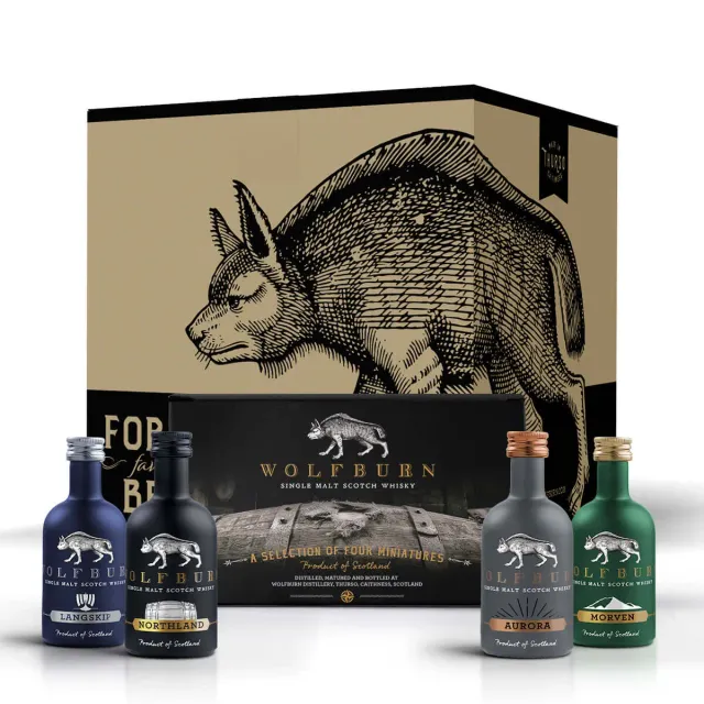 Wolfburn Quad Pack Mini Whisky 8 x 4 x 5 cl 46 % Set