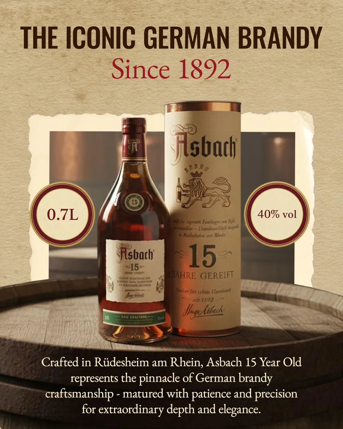 Asbach 15 Jahre Weinbrand 0,7l Geschenkbox