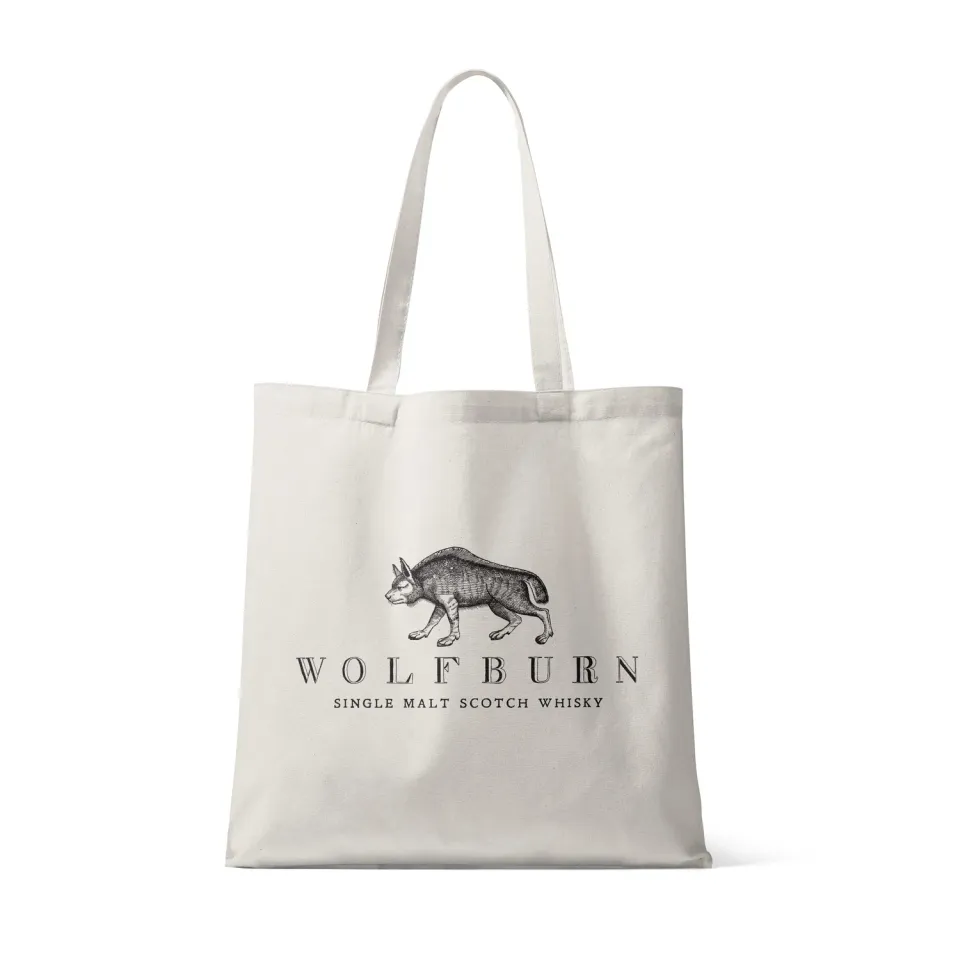 Wolfburn Fortune Favours the Brave Tote Bag Baumwolle Weiß