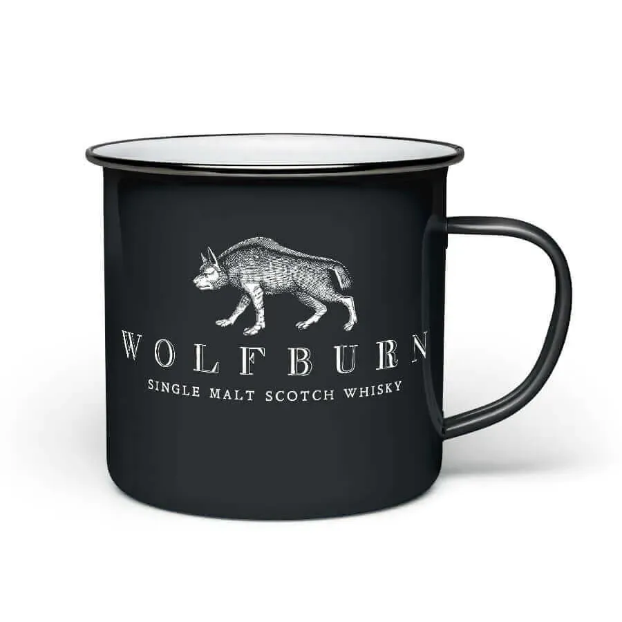 Wolfburn Fortune Favours Emaillebecher Schwarz 11oz