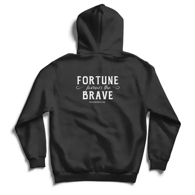 Wolfburn Fortune Favours the Brave Hoodie schwarz mit Logo