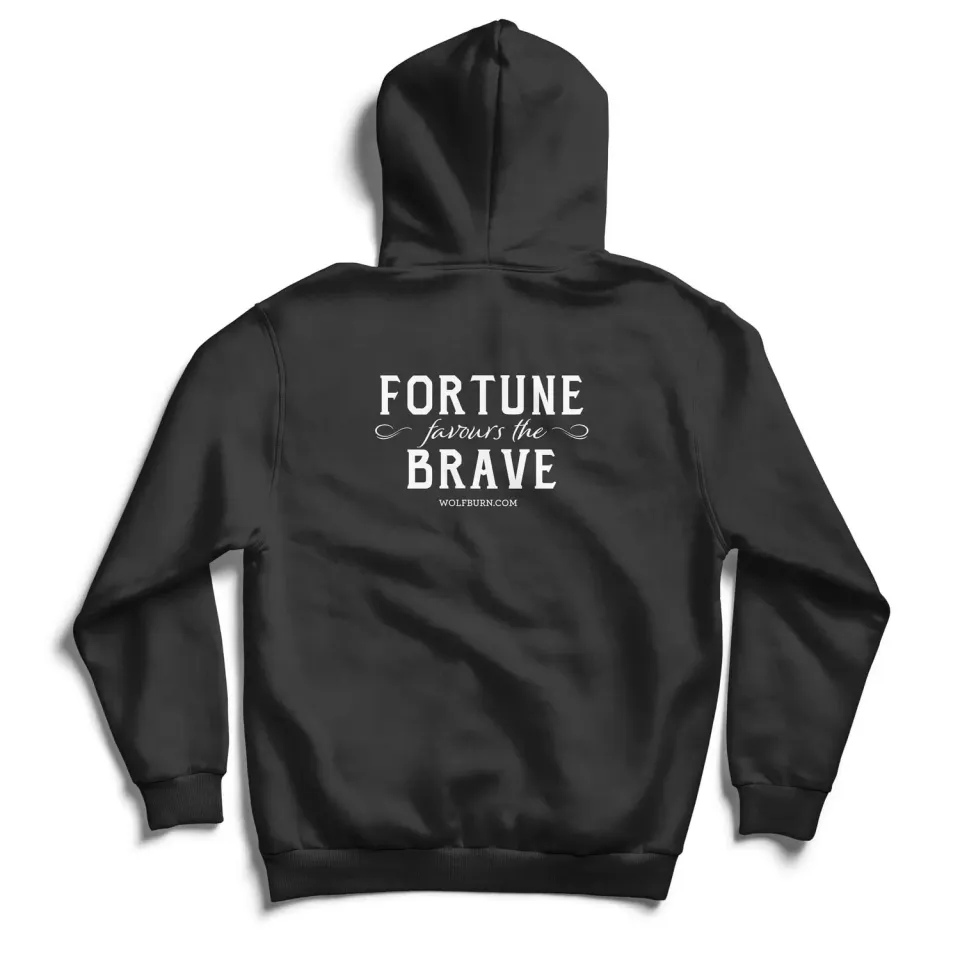 Wolfburn Fortune Favours the Brave Hoodie schwarz mit Logo