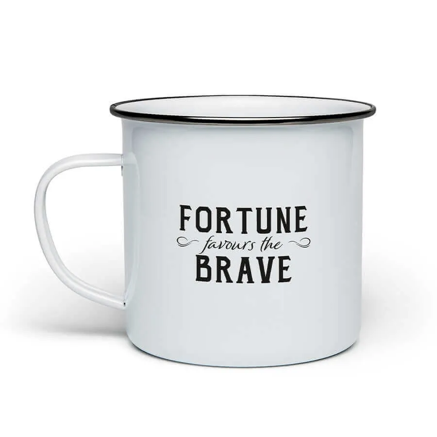 Wolfburn Fortune Favours the Brave Emaille-Tasse Weiß 11oz