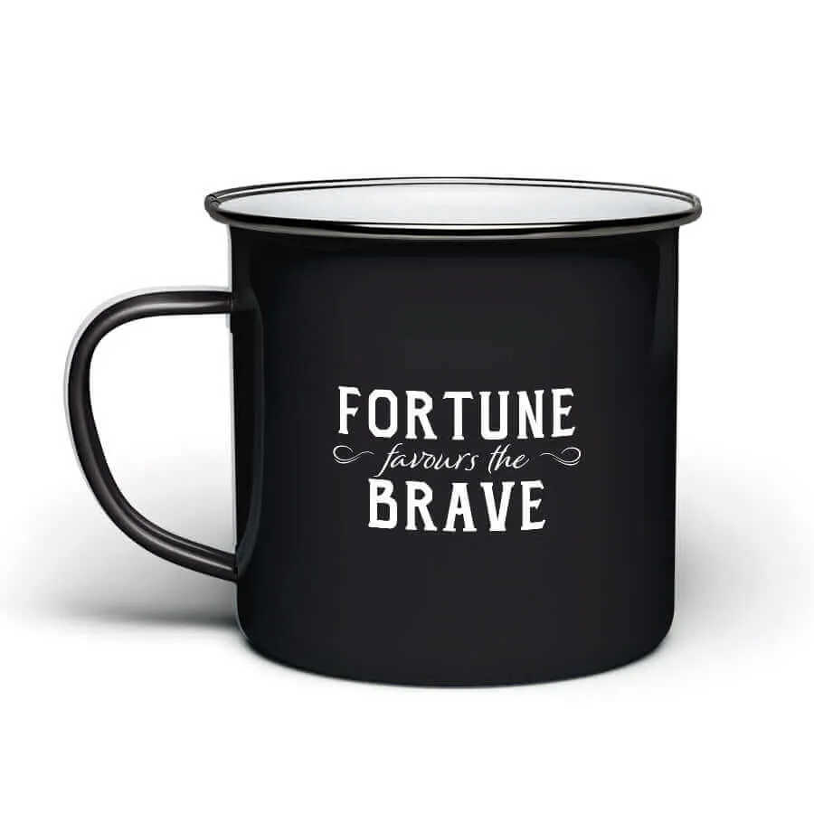Wolfburn Fortune Favours Emaillebecher Schwarz 11oz