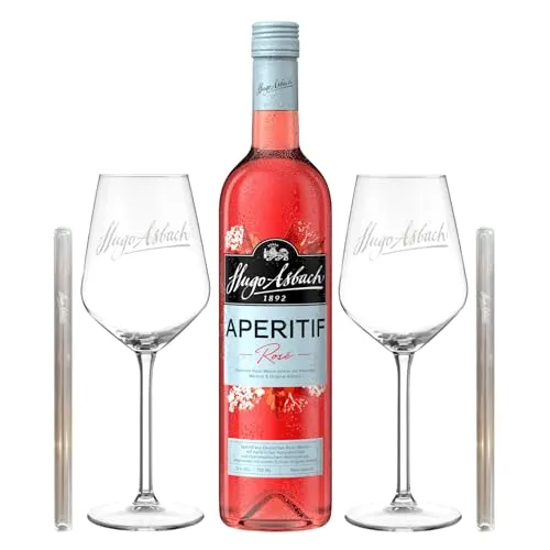 Asbach Hugo Aperitif Rosé Set 0,75l mit 2 Gläsern