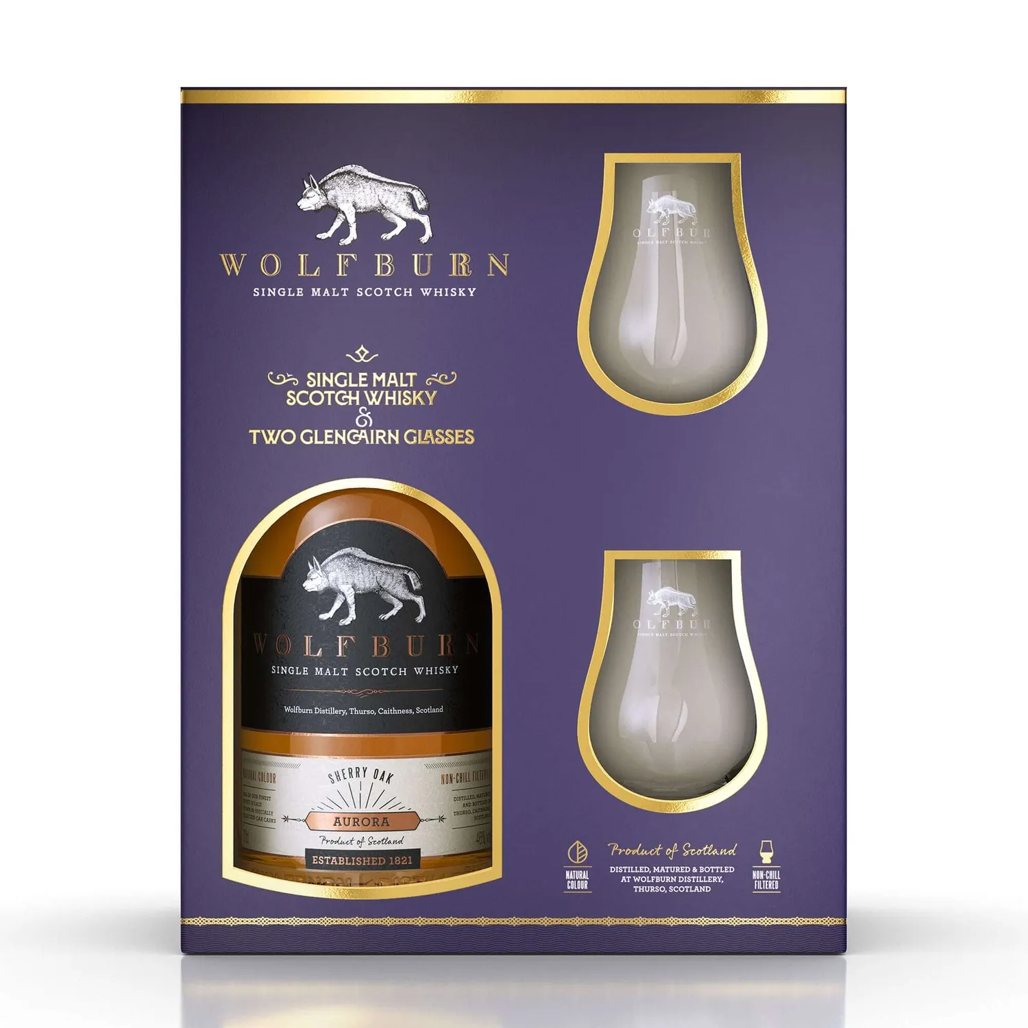 Wolfburn Luxury Gift Pack Single Malt Whisky 70cl mit Gläsern