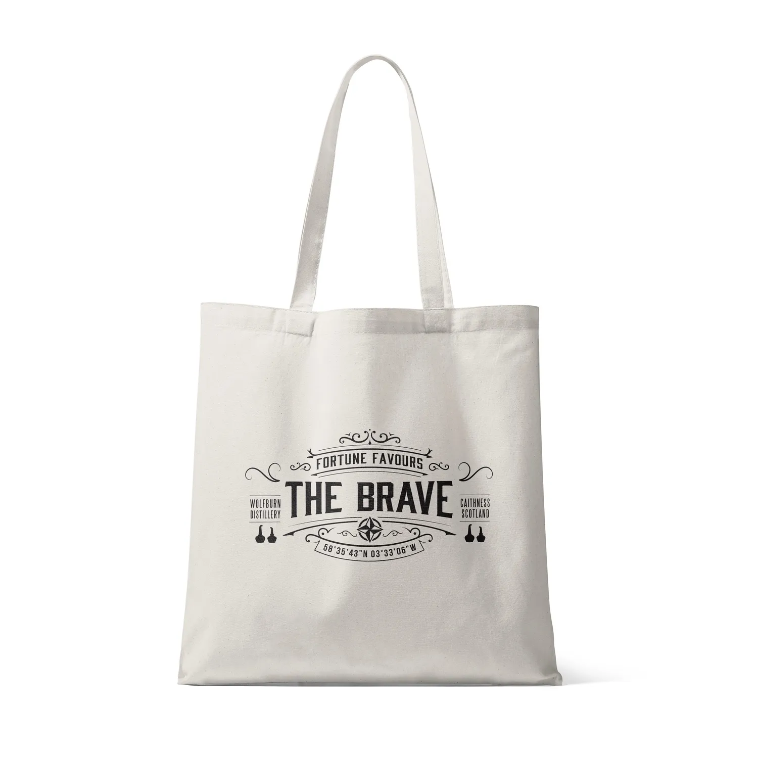 Wolfburn Fortune Favours the Brave Tote Bag Baumwolle Weiß